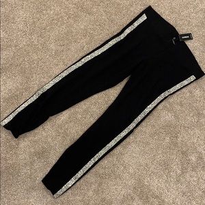 Black sequin stripe leggings